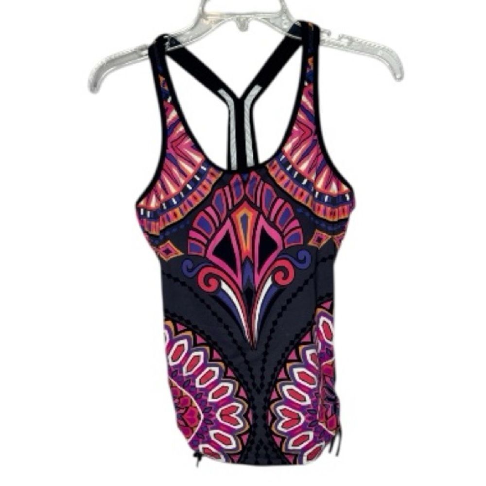 Athleta Rapanui Ready To Run Pink/Grey  Tankini Top. Built in shelf bra. Size Sm